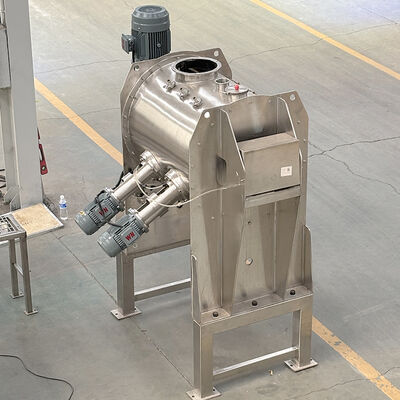 Stainless Steel Plow Mixer with PLC Control System and Pneumatic Discharge for Industrial Mixing